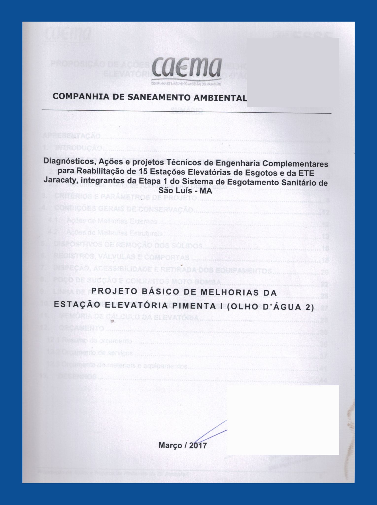 Imagem da capa do Projeto Técnico com informações sobre título e autoria